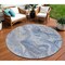 Homeroots 8' Denim Blue And Ivory Round Abstract Washable Indoor Outdoor Area Rug 617598 - alternate 1