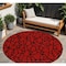 Homeroots 8' Red And Black Round Geometric Washable Indoor Outdoor Area Rug 599240 - alternate 1