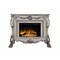 Homeroots 47" Bone Wood Ornate Carved Scrollwork Electric Free Standing Fireplace With Mantle 574008 - alternate 5