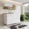 Homeroots 39in Silver and White Wood Console Accent Cabinet With Two Doors And Three Drawers 477688 - alternate 2