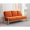 Leisuremod Jefferson Contemporary Velvet Sofa with Silver Frame, Orange JAS77OR - alternate 3
