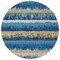Homeroots 8' Navy Blue Gold And Ivory Round Striped Washable Indoor Outdoor Area Rug 598372 - alternate 4