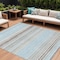 Homeroots 9' X 12' Sky Blue Gray And Beige Striped Washable Indoor Outdoor Area Rug 614837 - alternate 1
