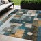 Homeroots 5' X 8' Teal Blue Gray And Gold Geometric Washable Indoor Outdoor Area Rug 604483 - alternate 1