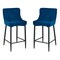 Homeroots Set of Two 26" Blue and Black Velvet and Metal Low Back Counter Height Bar Chairs, 2PK 555057 - alternate 1