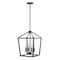 Jonathan Y Oria 13" 4-Light Iron Farmhouse Industrial Lantern LED Pendant, Oil Rubbed Bronze/Faux Wood JYL1322A - alternate 4