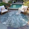 Homeroots 8' Teal Blue Gray And Charcoal Round Abstract Washable Indoor Outdoor Area Rug 582928 - alternate 4