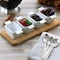 Gibson Elite Gracious Dining 5 Piece Fine Ceramic Tidbit Dish Set with Acacia Wood Base 127271.05 - alternate 2