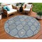 Homeroots 8' Navy Blue Ivory And Taupe Round Floral Medallion Washable Indoor Outdoor Area Rug 614607 - alternate 1