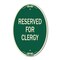 Signmission Reserved for Clergy, 12 Inch X 18 Inch Architectural Oval, Heavy Gauge Aluminum A-OV-G-1218-23214 - alternate 1