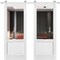Sartodoors Sturdy Double Barn Door with, Lucia 1533 White Silk with Clear Glass, 13FT Rail Hangers Heavy Set LUCIA1533DB-S-WS-6084 - alternate 1