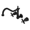 Kingston Brass Two-Handle Wall Mount Tub Faucet, Matte Black KS1020PKX - alternate 1