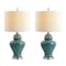 Jonathan Y Qin 22" Ceramic/Iron Classic Cottage LED Table Lamp, Jade Green, 2PK JYL6602A-SET2 - alternate 1