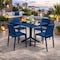 Niche Terrace Plastic Indoor/Outdoor 31.5 in Square Table, Coastal Navy, 4 Terrace Plastic Stacking Chairs TOB3131NV41NV - alternate 4