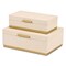 Homeroots Set of Two Cream And Gold Striped Nesting Storage Boxes With Lids, 2PK 712926 - alternate 2