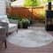 Homeroots 8' Silver Gray And Ivory Round Abstract Washable Indoor Outdoor Area Rug 577627 - alternate 4