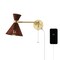 Jonathan Y Lily 25" 1-Light Mid-Century Vintage Retro Rattan/Metal USB Charging Swing Arm LED Sconce w/Pull Cha JYL1603B - alternate 1
