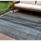 Homeroots 8' X 10' Blue Gray And Charcoal Botanical Leaves Washable Indoor Outdoor Area Rug 581939 - alternate 1