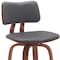 Homeroots 26" Gray And Wood Brown Faux Leather Swivel Low Back Counter Height Bar Chair 534430 - alternate 5