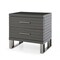 Homeroots 23" Silver And Gray Stainless Steel Solid and Manufactured Wood Two Drawer Nightstand 491586 - alternate 1