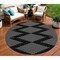 Homeroots 8' Black And Ivory Round Geometric Washable Indoor Outdoor Area Rug 598534 - alternate 1