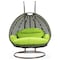 Leisuremod Beige Wicker Hanging 2 person Egg Swing Chair with Light Green Cushions ESCBG-57LG - alternate 1
