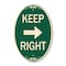 Signmission Keep Right Sign Right Arrow, 12 Inch X 18 Inch Architectural Oval, Heavy Gauge Aluminum A-OV-G-1218-23891 - alternate 1