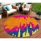 Homeroots 8' Pink Orange And Blue Round Abstract Washable Indoor Outdoor Area Rug 613640 - alternate 1