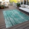 Homeroots 9' X 12' Teal Blue Aqua And Gray Striped Washable Indoor Outdoor Area Rug 577269 - alternate 4