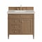 James Martin Vanities Brittany 36" Single Vanity, Pecan w/ 3 CM Siberian Silestone Top 655-V36-PCN-3SFR - alternate 1