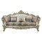 Homeroots 40" Antiqued White Velvet Curved Floral Sofa And Toss Pillows With Champagne Legs 348231 - alternate 1