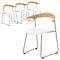 Leisuremod Lyra Collection Modern Chair in Natural Wood back and White Seat, 4PK LCNW-41W4 - alternate 1