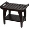 Homeroots Contemporary Teak Shower Bench With Shelf And Handles In Brown Finish 376682 - alternate 1