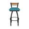 Holland Bar Stool Co Revelle 36in Swivel Extra Tall Bar Stool, Black Wrinkle Finish, Medium Back and Graph Tidal Seat 881 - alternate 3