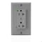 Leviton Straight Blade Receptacle, 5-20R, 20 A, 125V AC, Flush Mount, Self-Grounded T8380-GY - alternate 2