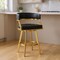 Homeroots 26" Black and Gold Faux Leather and Stainless Steel Low Back Counter Height Swivel Bar Chair 569176 - alternate 1