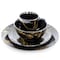 Elama Fine Marble 16 Piece Ceramic Dinnerware Set in Black with Gold Veining EL-FINEMARBLE-BK-GLD - alternate 3