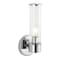 Jonathan Y Cecil 6" 1-Light Tall Cylinder Iron/Striped Glass Modern Mid-Century LED Vanity, Chrome JYL3537A - alternate 1