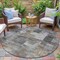 Homeroots 8' Pewter Khaki And Charcoal Round Abstract Washable Indoor Outdoor Area Rug 630785 - alternate 4