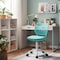 Homeroots Turquoise and White Adjustable Height Swivel Rolling Office Chair 568072 - alternate 6