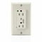 Leviton Straight Blade Receptacle, 5-15R, 15 A, 125V AC, Flush Mount, Self-Grounded T8280-T - alternate 1