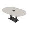 Skutchi Designs Racetrack Conference Table With Power Unit, 48 in W, 72 in L, Ivory HAR-RAC-48X72-DOU.BK-K458-EBLK - alternate 1