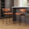 Homeroots Set of Two 30" Brown and Black Faux Leather and Steel Low Back Bar Height Bar Chairs, 2PK 555765 - alternate 4