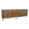 Homeroots 91in Natural Distressed Solid Wood Carved Geometric Sideboard with Six Doors 606290 - alternate 3