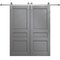 Sartodoors Modern Double Barn Door 64 x 96 inches, Ego 5012 Painted Grey Oak, 13FT Silver Rail Track Set, So EGO5012DB-S-SEK-6496 - alternate 1