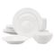 Elama Kim 16 Piece Hobnail Double Bowl Porcelain Dinnerware Set in White ELM-KIM16 - alternate 1
