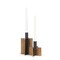 Homeroots Set of Two Black And Antiqued Gold Distressed Geometric Metal Tabletop Taper Candle Holders, 2PK 608534 - alternate 3