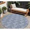 Homeroots 8' Navy Blue And Ivory Round Geometric Washable Indoor Outdoor Area Rug 595021 - alternate 1