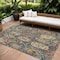 Homeroots 9' X 12' Navy Blue Terra Cotta And Beige Damask Washable Indoor Outdoor Area Rug 603747 - alternate 1