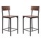 Homeroots Set of Two 25" Brown and Black Solid Wood and Metal Counter Height Bar Chairs, 2PK 555114 - alternate 1